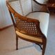 2-seater bamboo cane bench in vintage white imitation leather