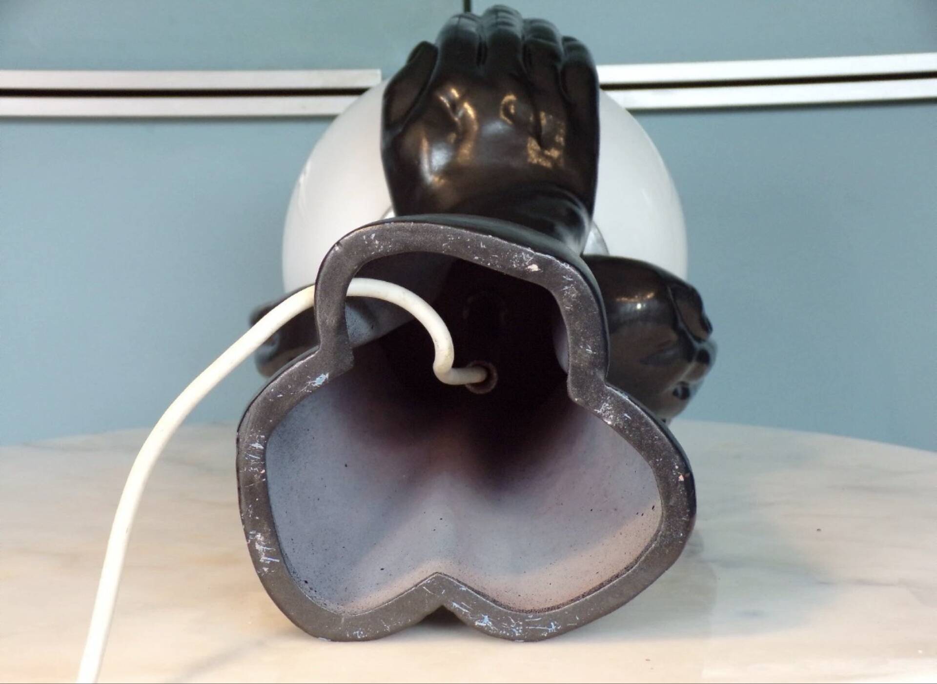 Lampe 3 mains en céramique 1950