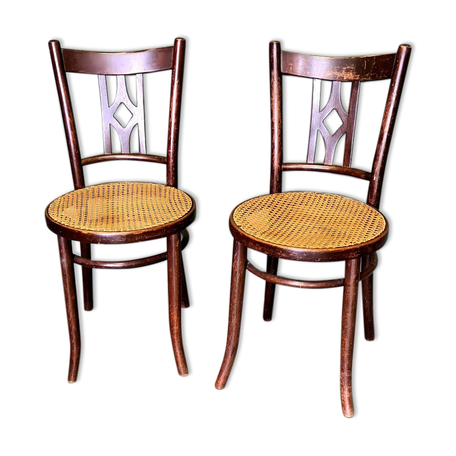 2 old beech Thonet chairs, 1900s