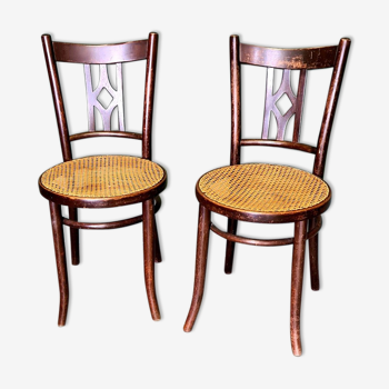 2 old beech Thonet chairs, 1900s