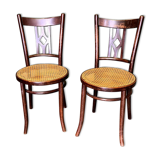 2 old beech Thonet chairs, 1900s