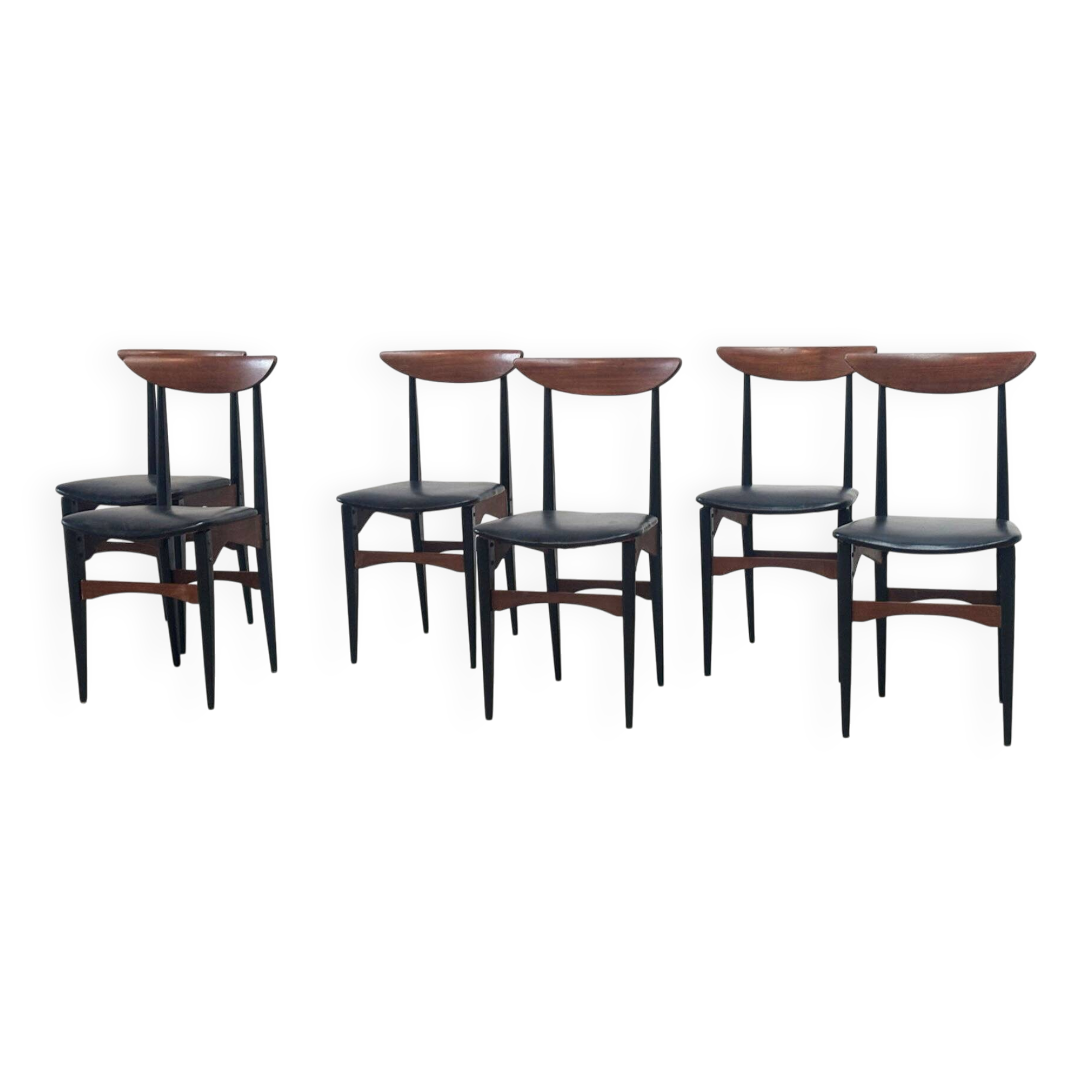 Set of six sculptural Italian dining chairs