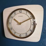 Vintage clock formica silent rectangular wall clock "Kienzle gilded wood"