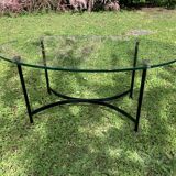 Glass and metal coffee table from the 50s and 60s