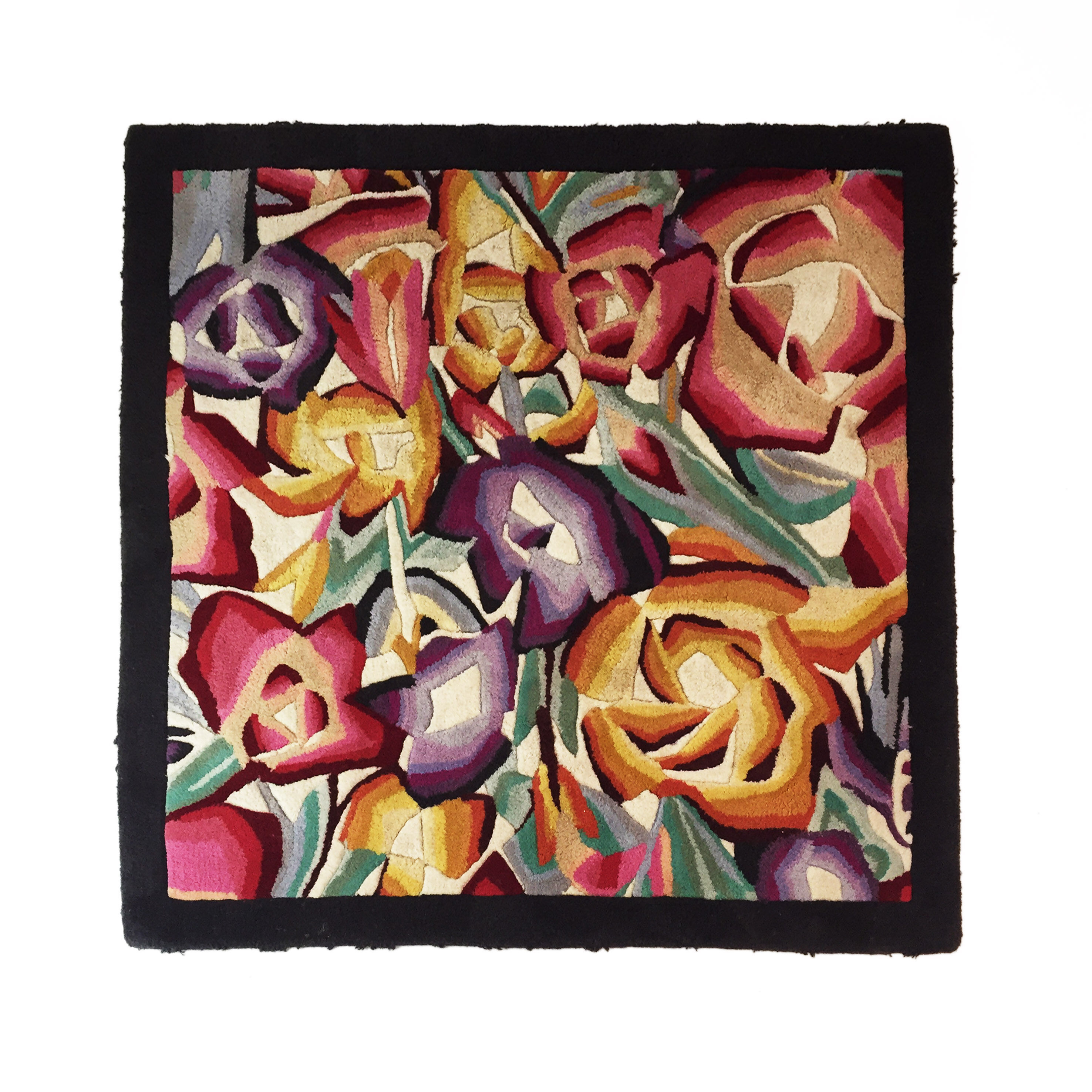 Vintage missoni square flowers rug carpet floor  130x130cm