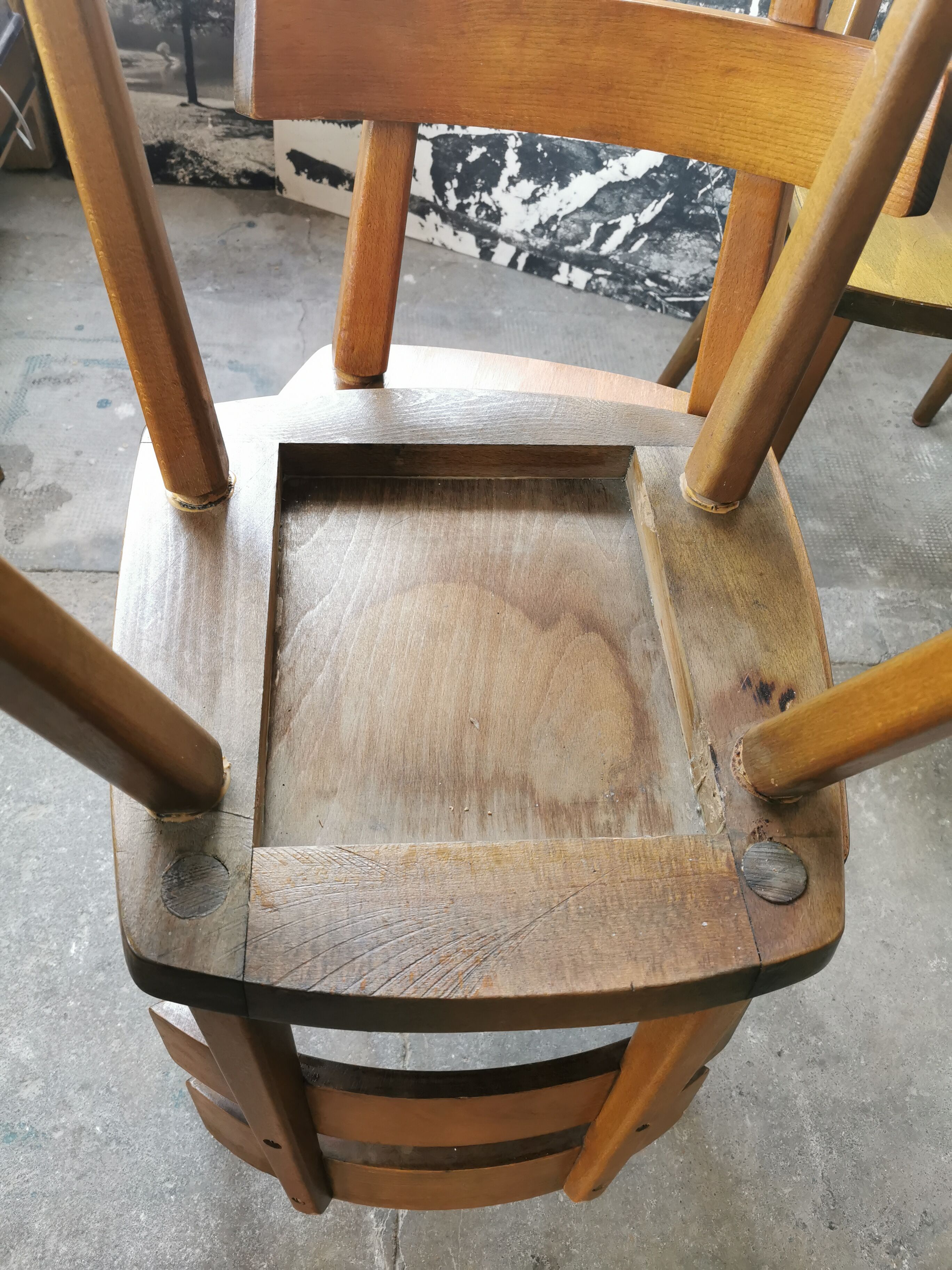 Set de 6 chaises tout bois 1960