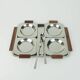BOWL SET dip bowls party serving set stainless steel and wood 1960s