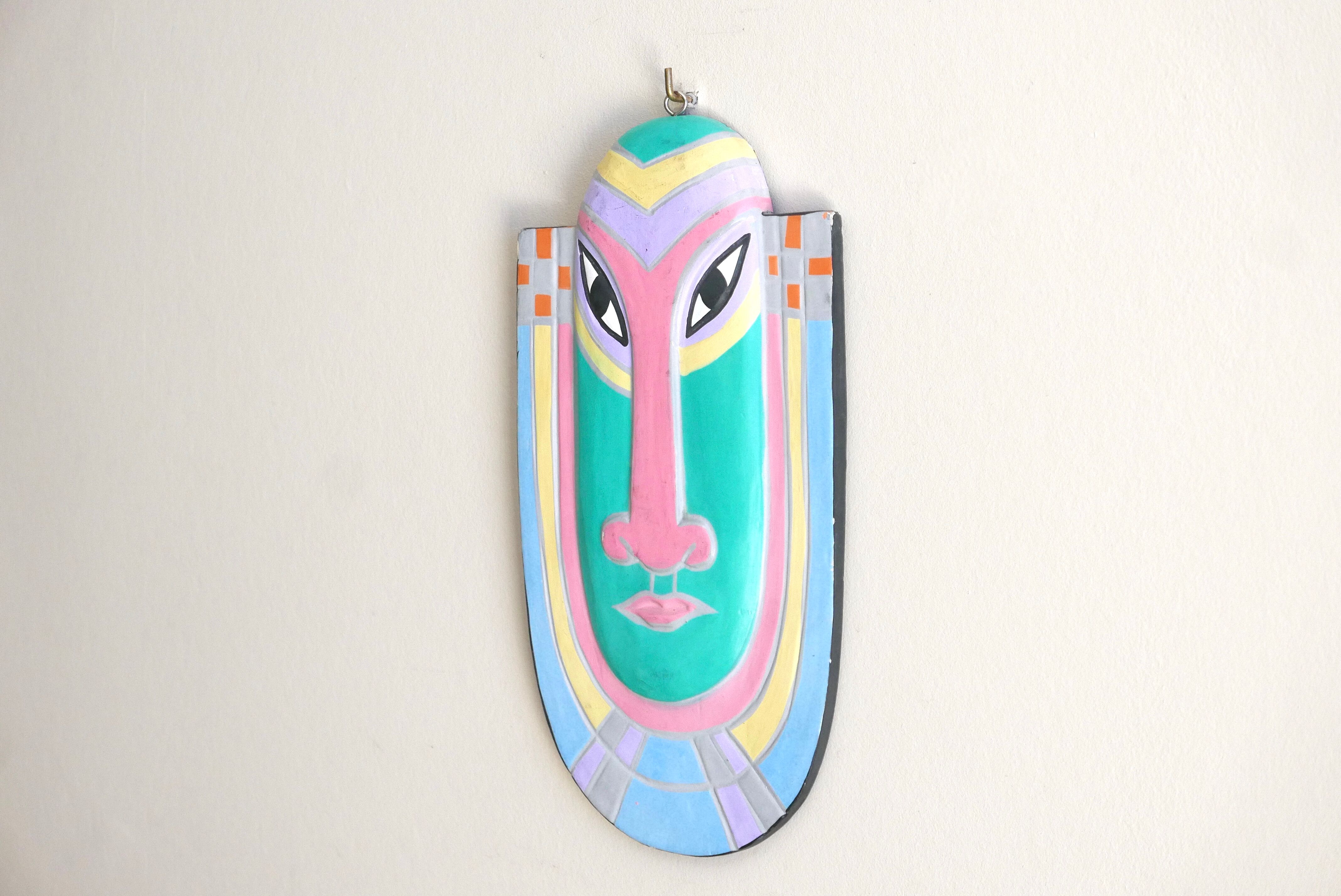 Wooden ethnic wall mask, 80s