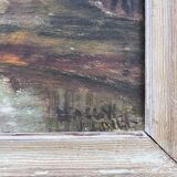 Old painting of a forest path