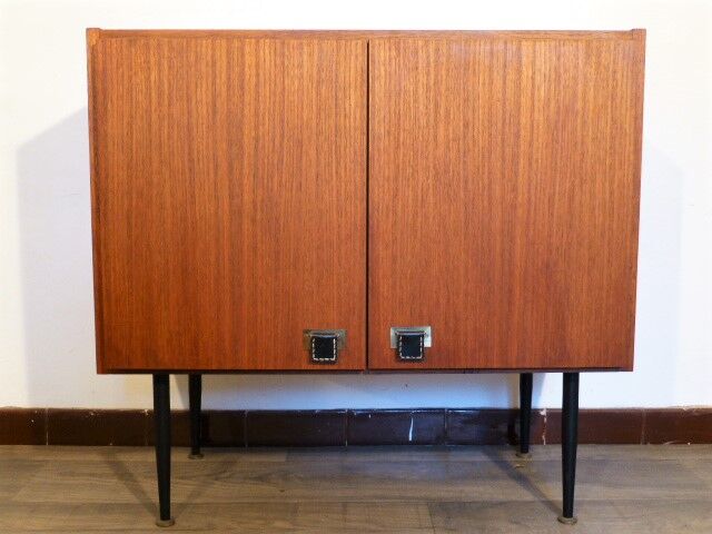 Piece of teak, brass and leather furnitur, Sab brand 1960