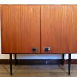 Piece of teak, brass and leather furnitur, Sab brand 1960