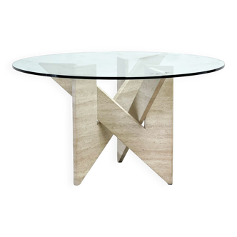 Architectural travertine dining table, 1970s