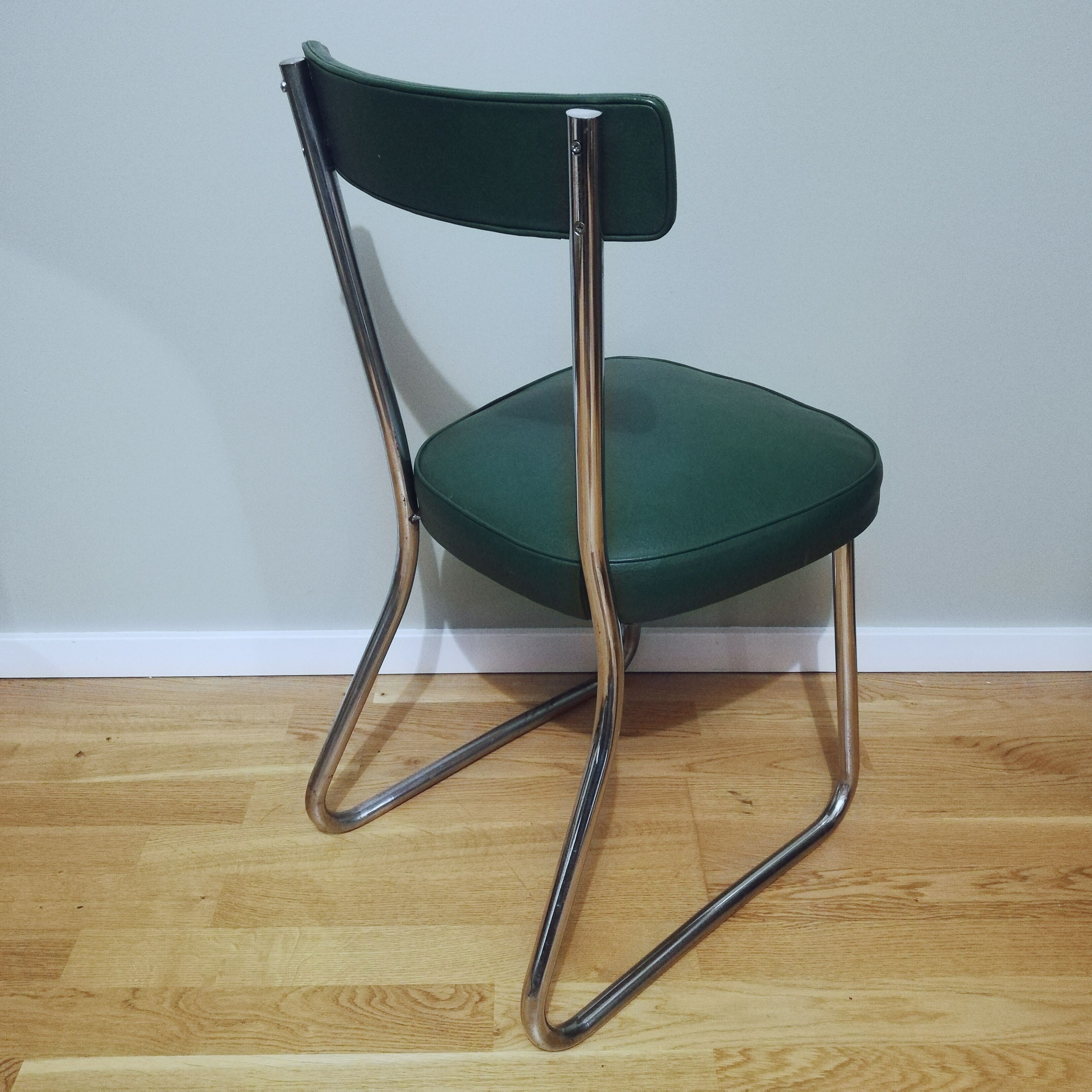 Industrial office chair called "sleigh" chair