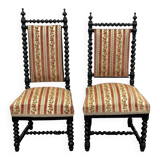 Pair of Napoleon III chairs in turned and blackened wood, late 19th century