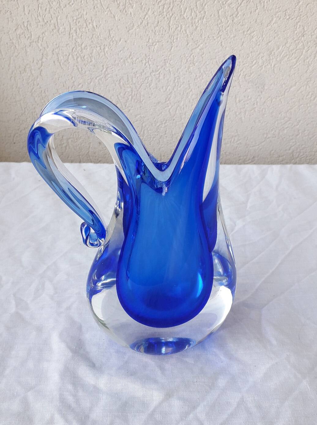 Vase pichet verre bleu Murano Flavio Poli Seguso