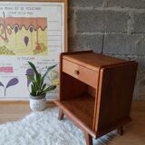 Bedside table oak compass legs - vintage