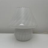 Vintage Murano Italy mushroom lamp with glossy white spiral decoration