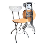 Series of 4 designer folding chairs from the 90s Attributed to Piu de Bonaldo