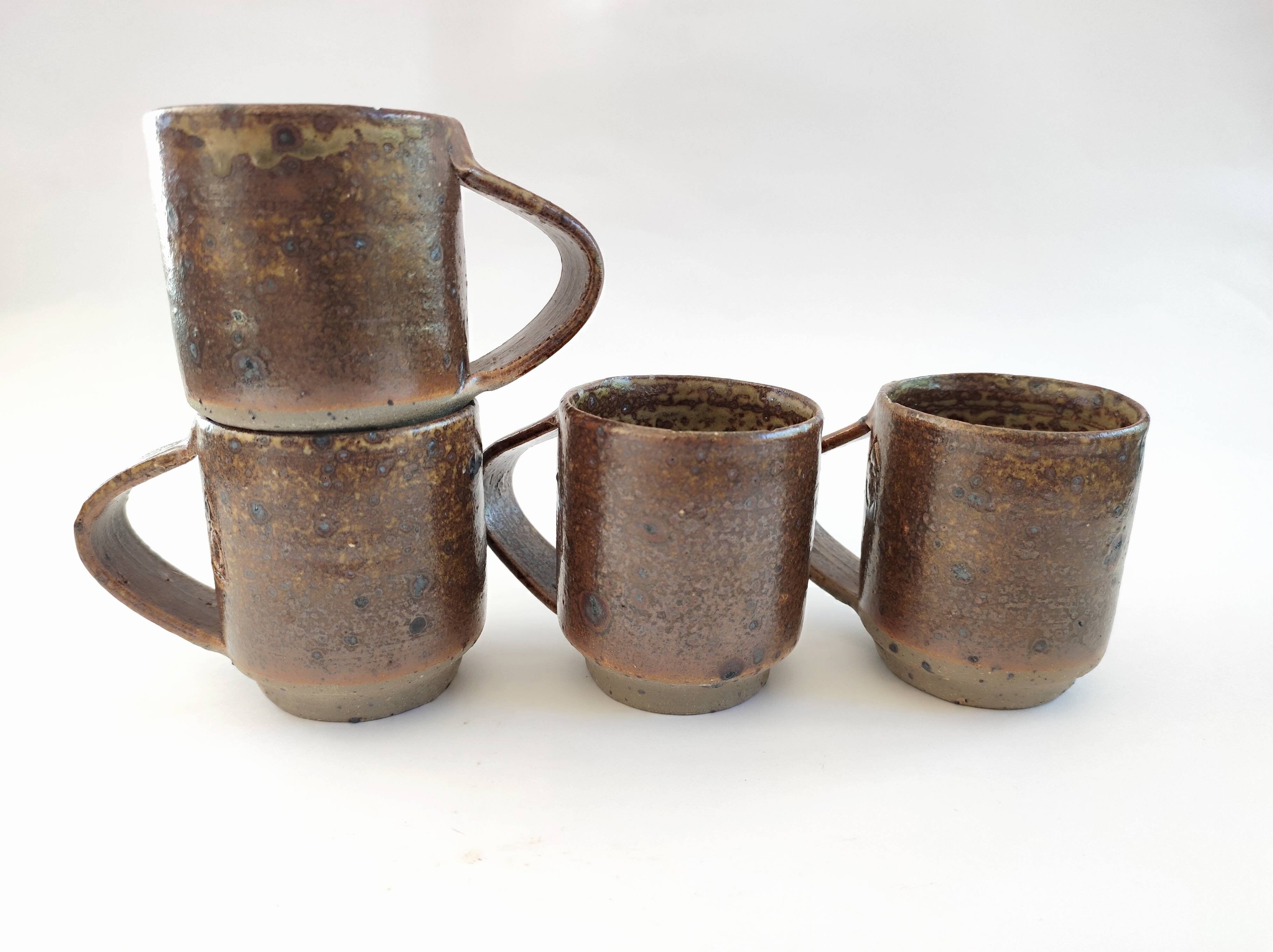 Lot de 4 tasses à café en grès de Puisaye