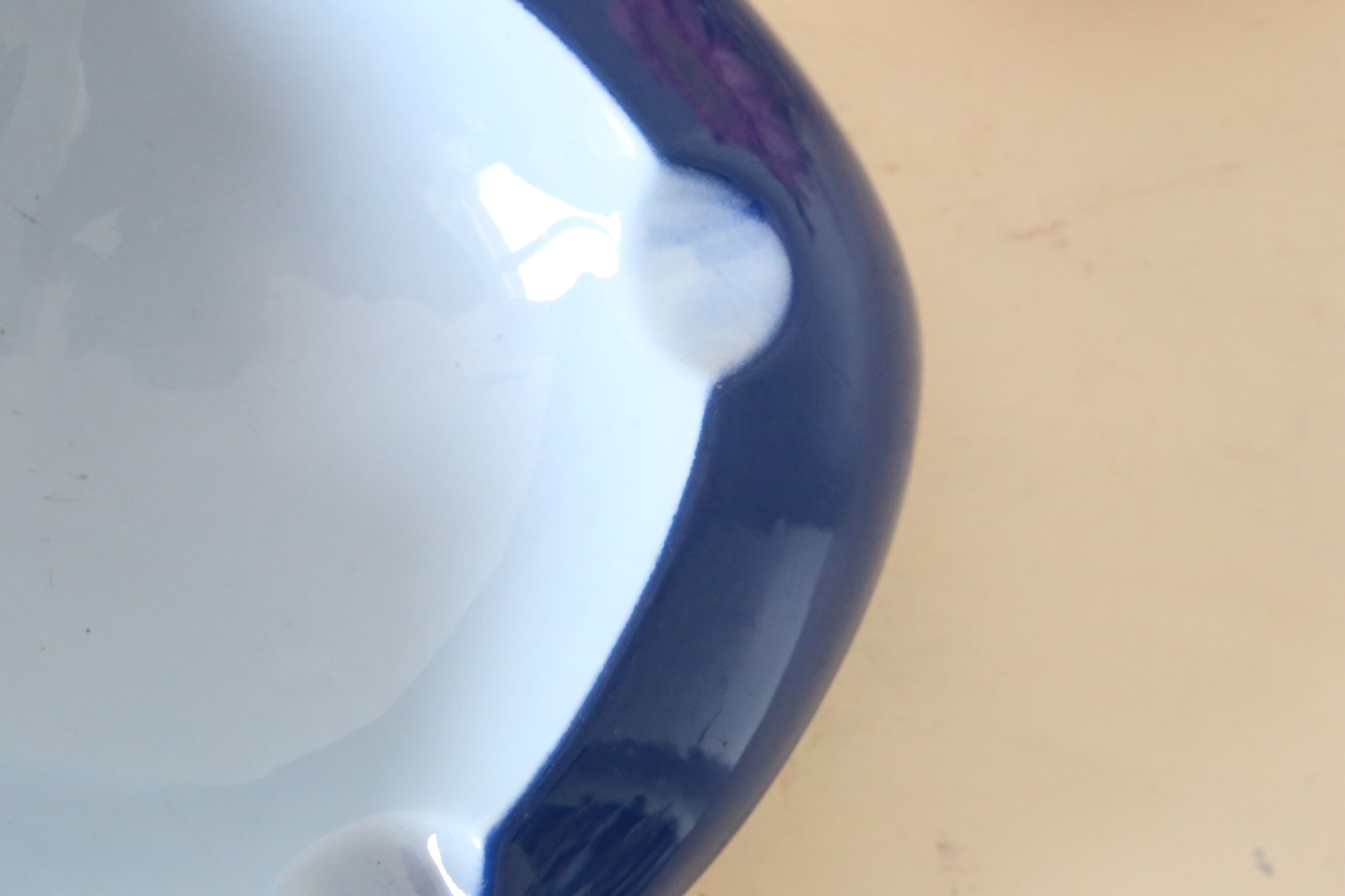Empty pocket or blue ceramic ashtray, vintage