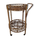 Mid-century Italian Bamboo and Rattan Round Bar Cart