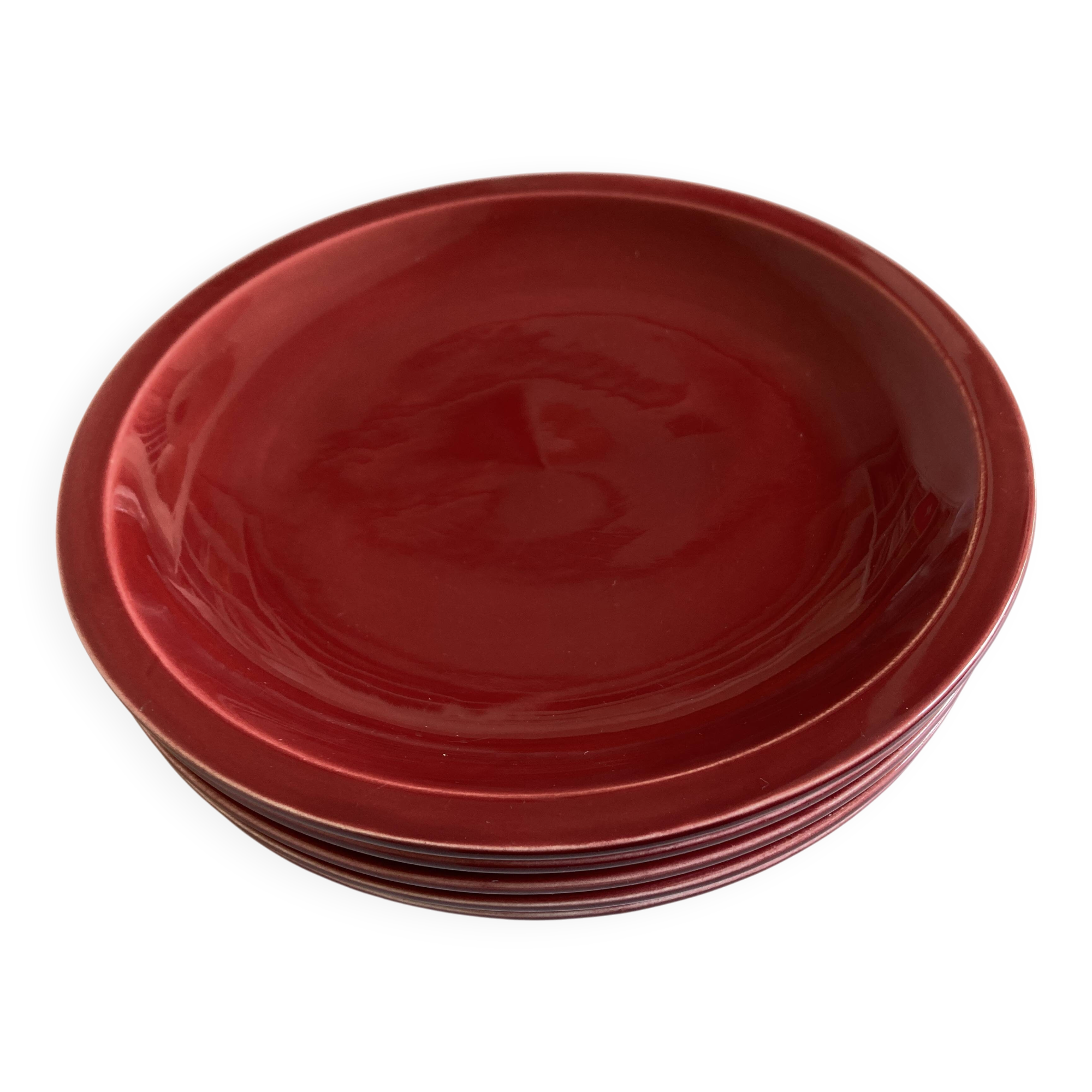 Set de 5 assiettes plates mid century 1970 faience de Longchamp