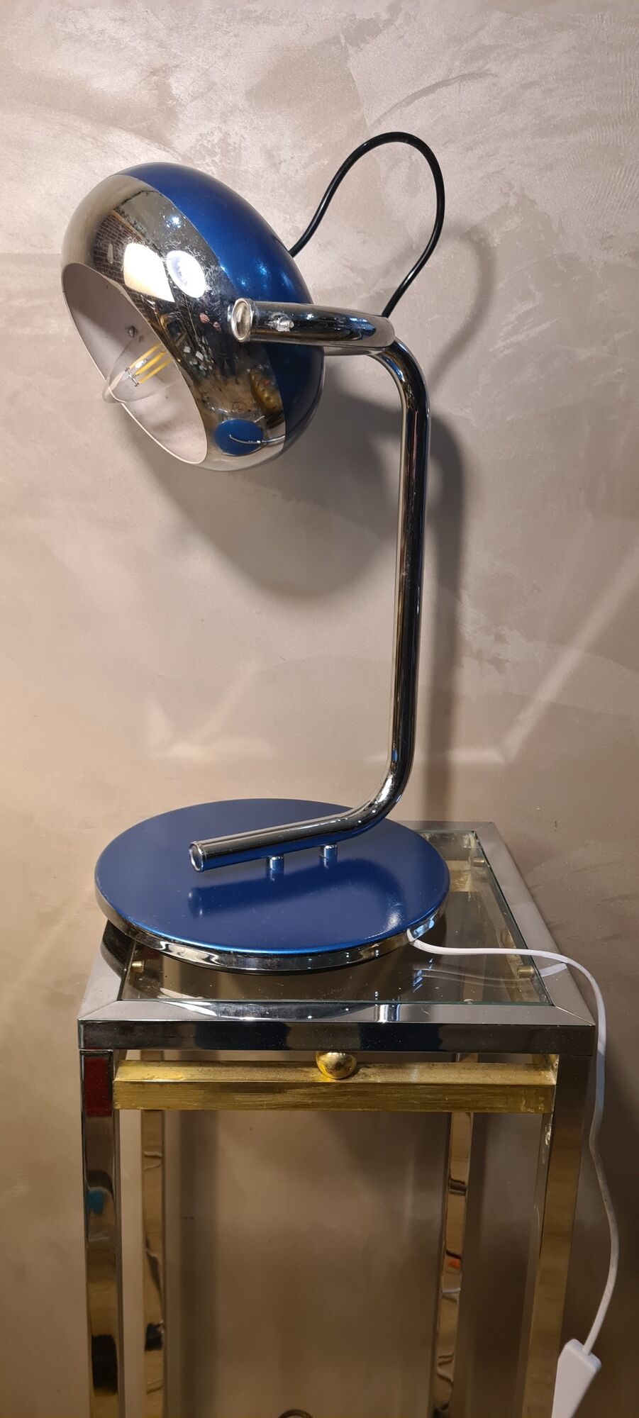 Lamp chrome and blue metal