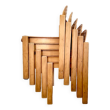 Set of 5 MMO chairs in thermoformed wood - circa 1980.