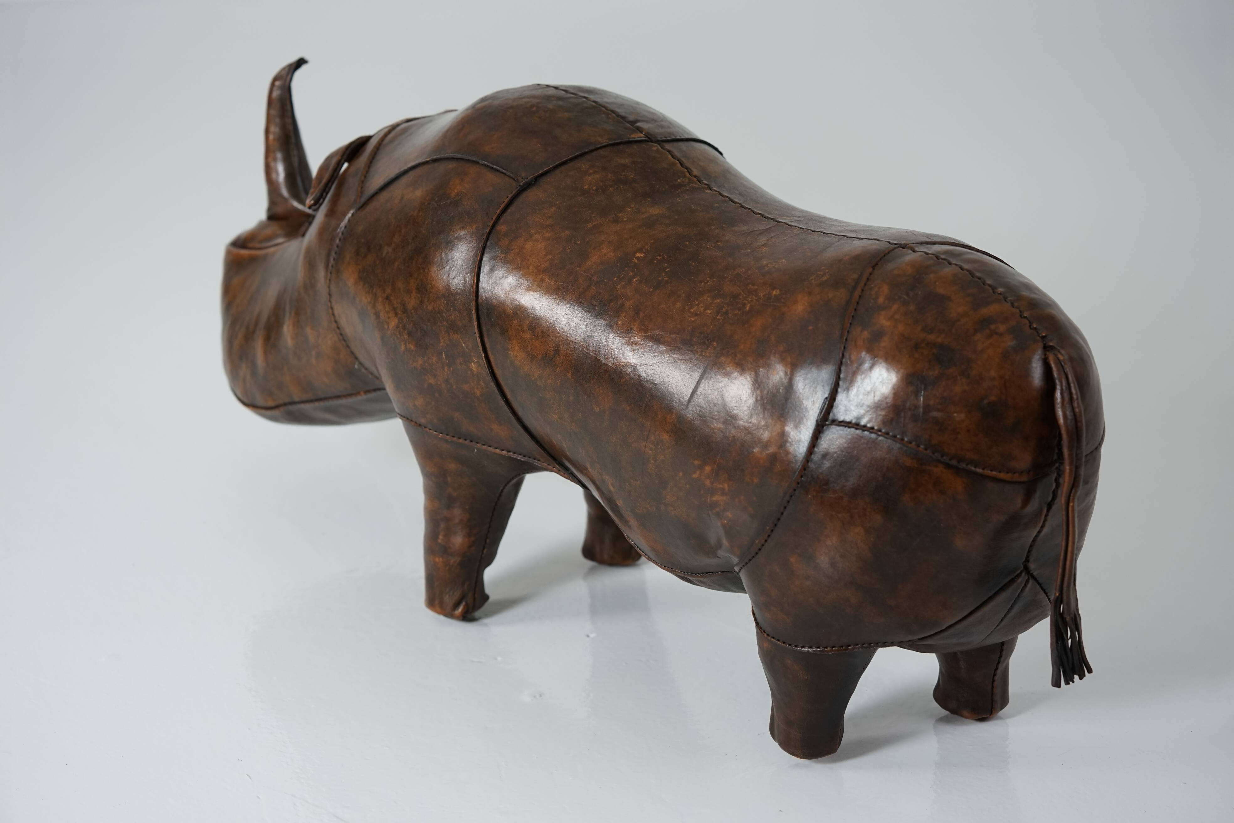 XL Rhinoceros Leather Footstool by Dimitri Omersa