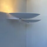 Paire d'appliques vintage moderniste Disderot métal laqué blanc France 1970