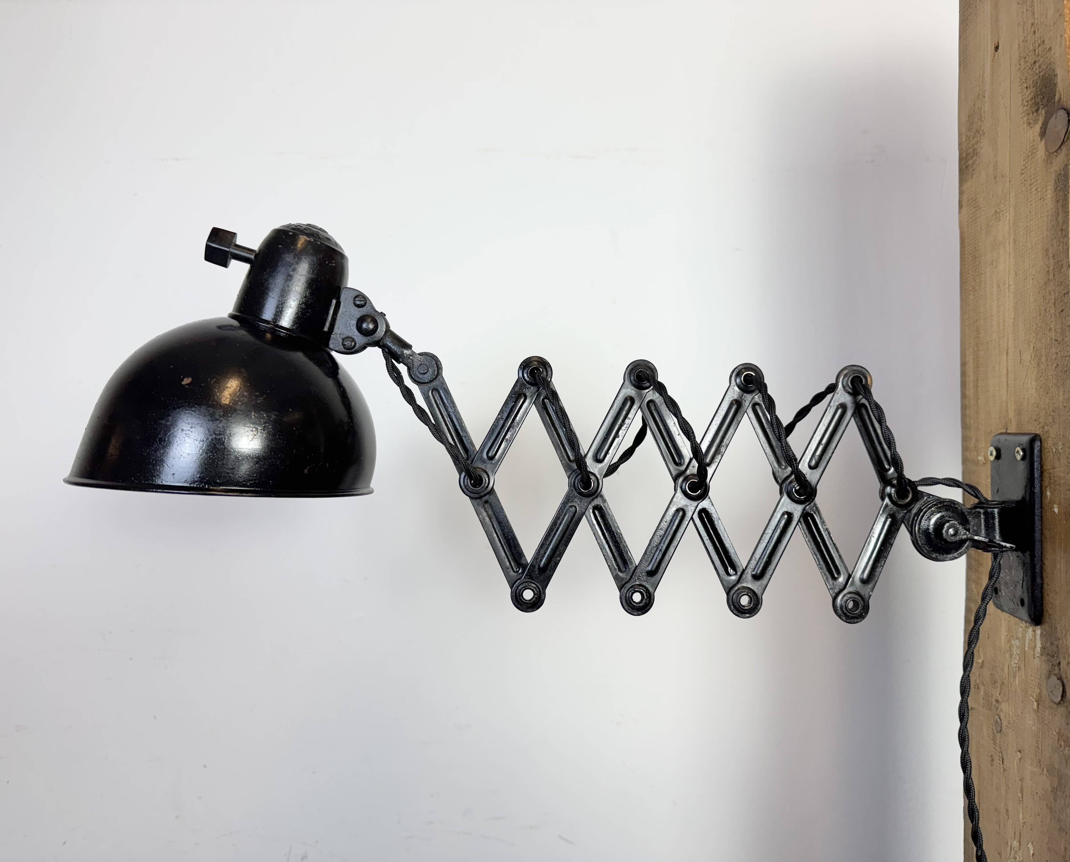 Black Industrial Bauhaus Scissor Wall Lamp from Kaiser Idell, 1930s