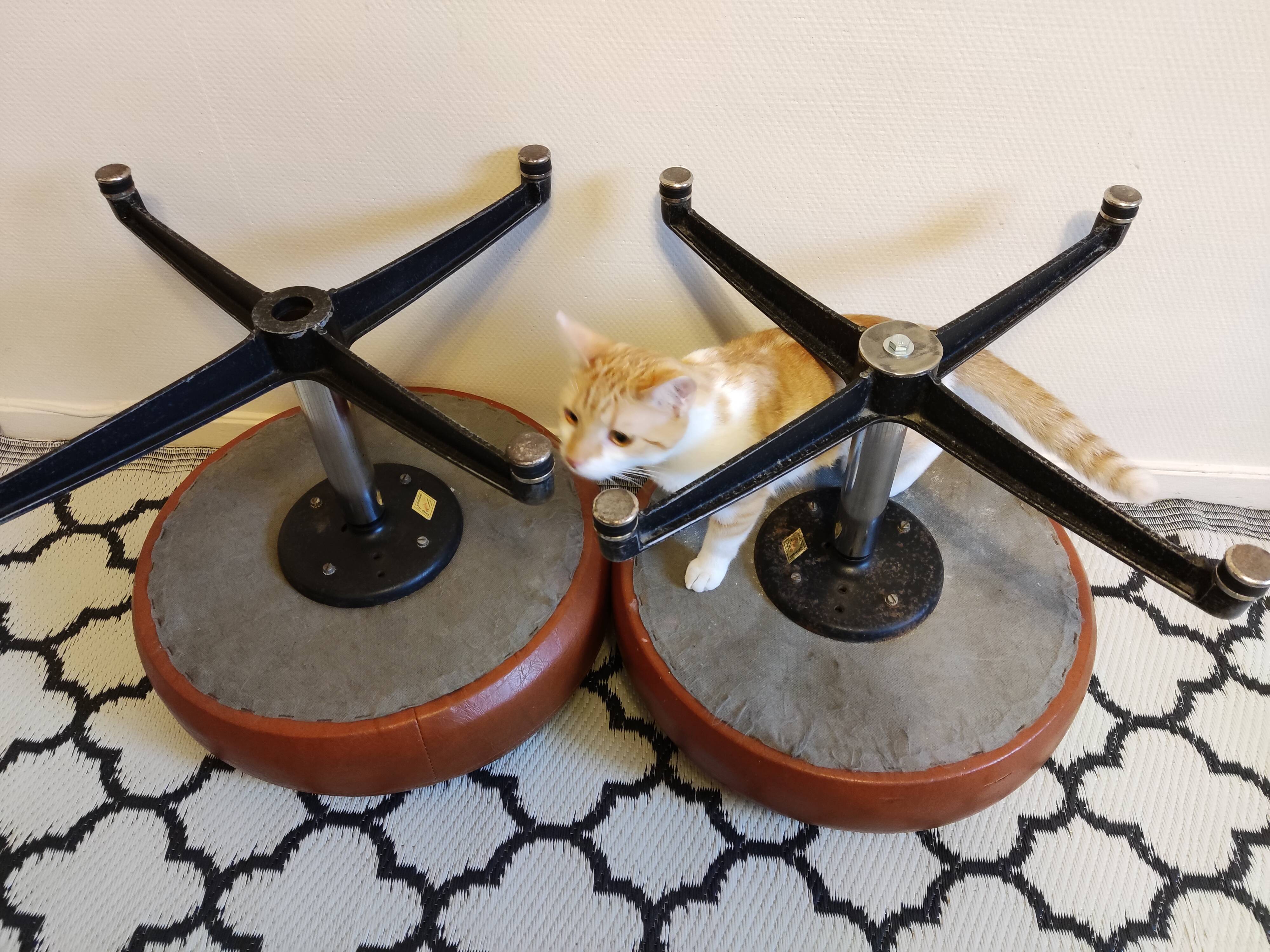 2 low brown stools