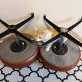 2 low brown stools