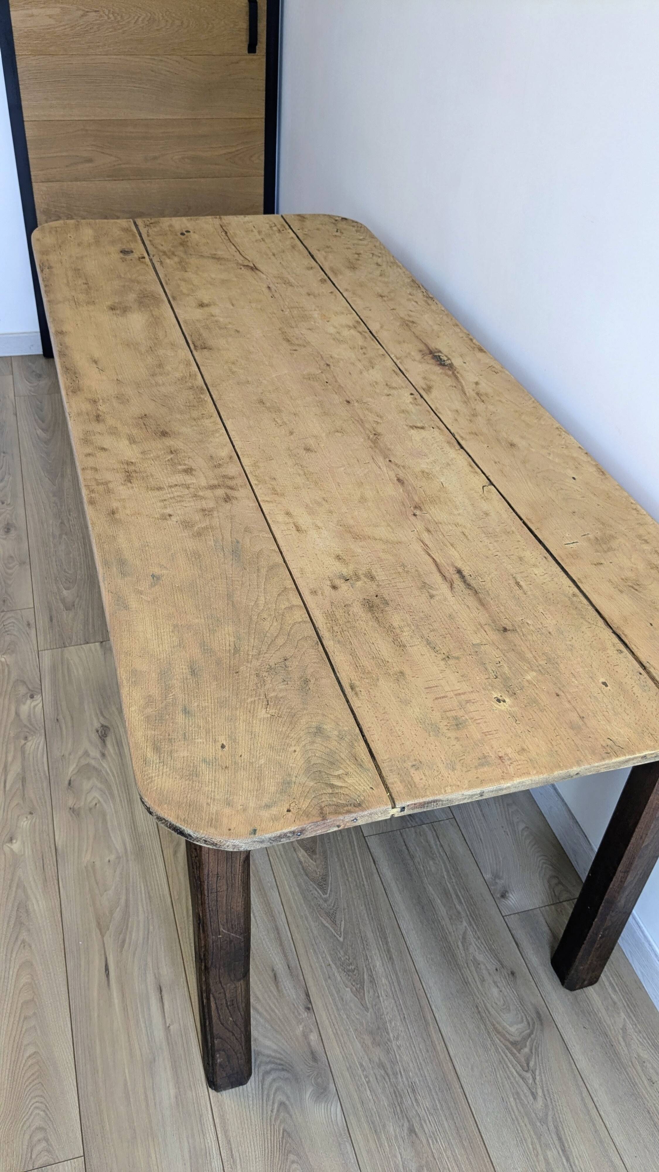 Antique farmhouse table in patinated solid wood - 178 cm
