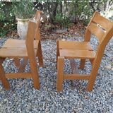 Set of two regain wooden chairs by roland haeuster, for les arcs selection charlottes perriand