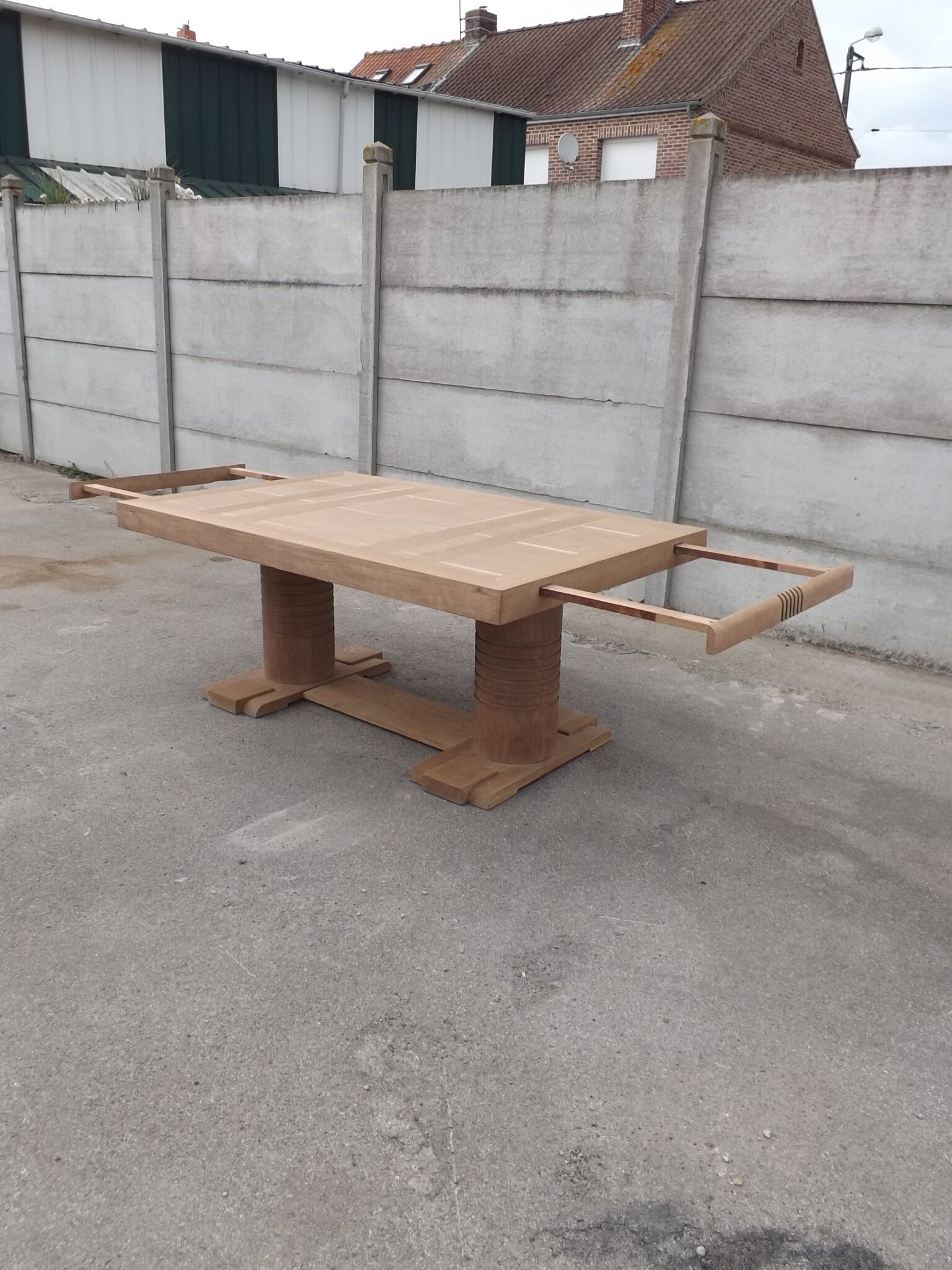 Oak table by Charles Dudouyt brutaliste art deco 1930