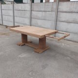 Oak table by Charles Dudouyt brutaliste art deco 1930