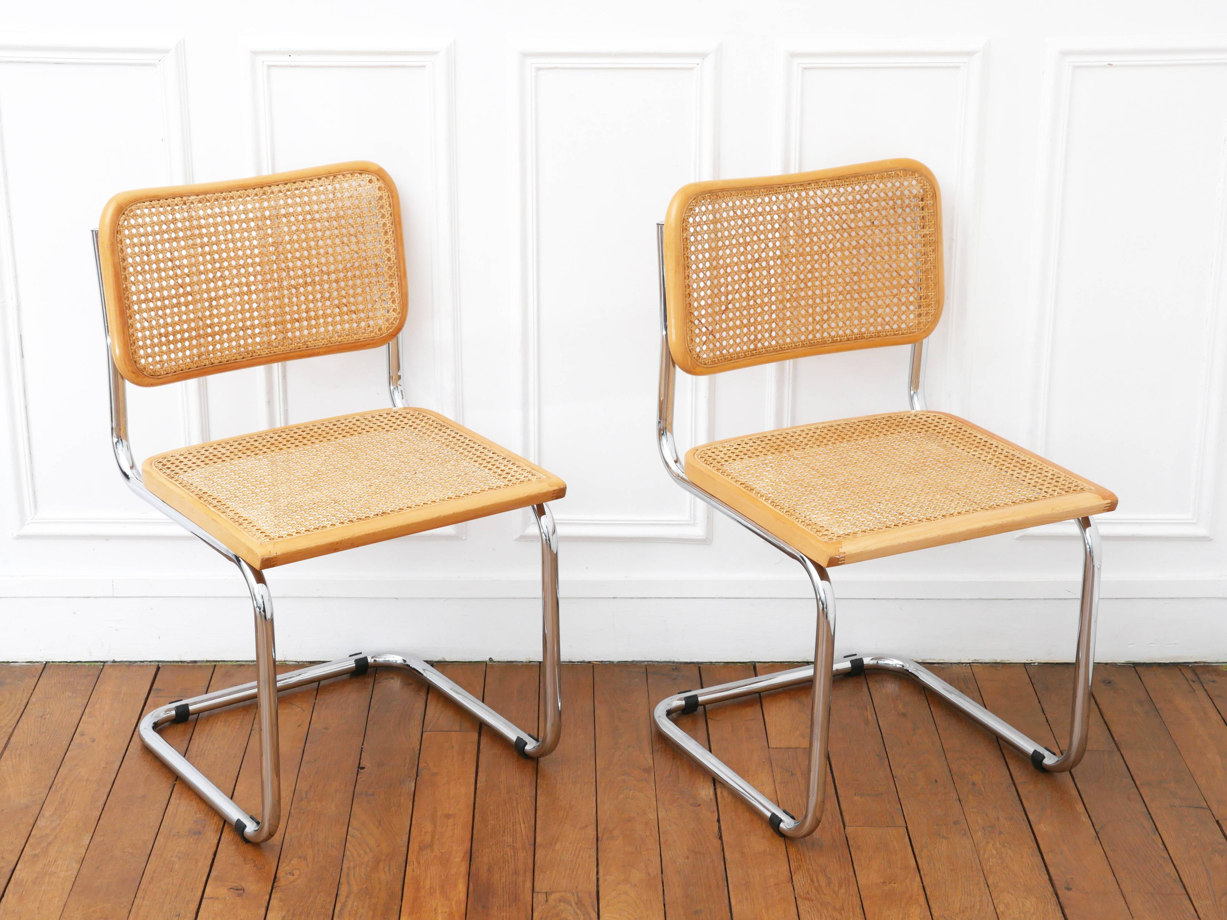 2 Cesca B32 Breuer Chairs Made in Italy - Seat caning redone