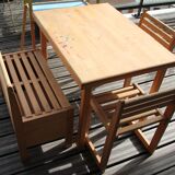 Set child table storage bench toy chest and 2 wooden chairs Pinolino