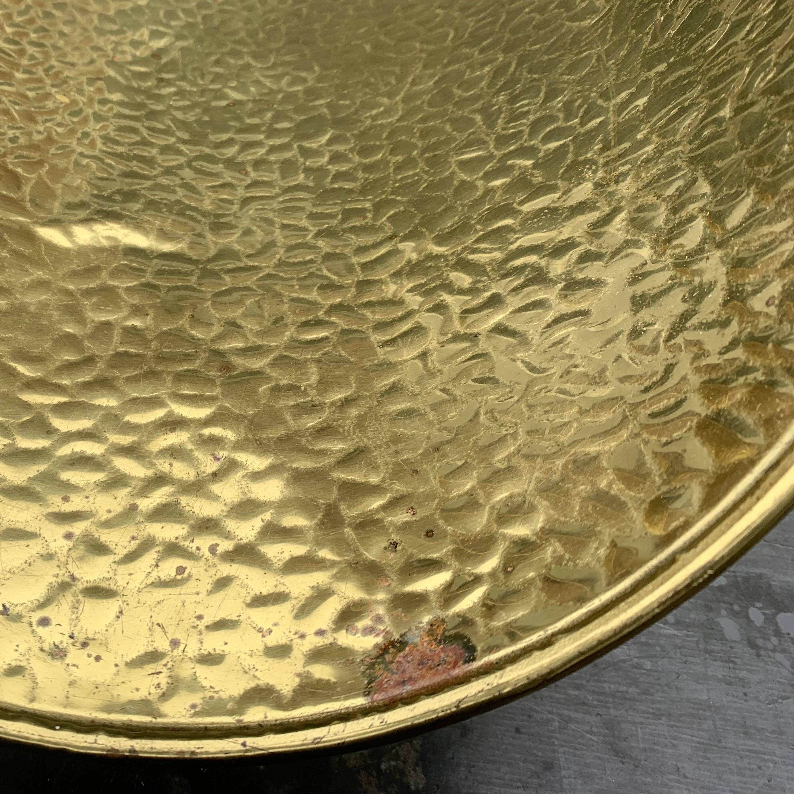 Vintage hammered brass log holder