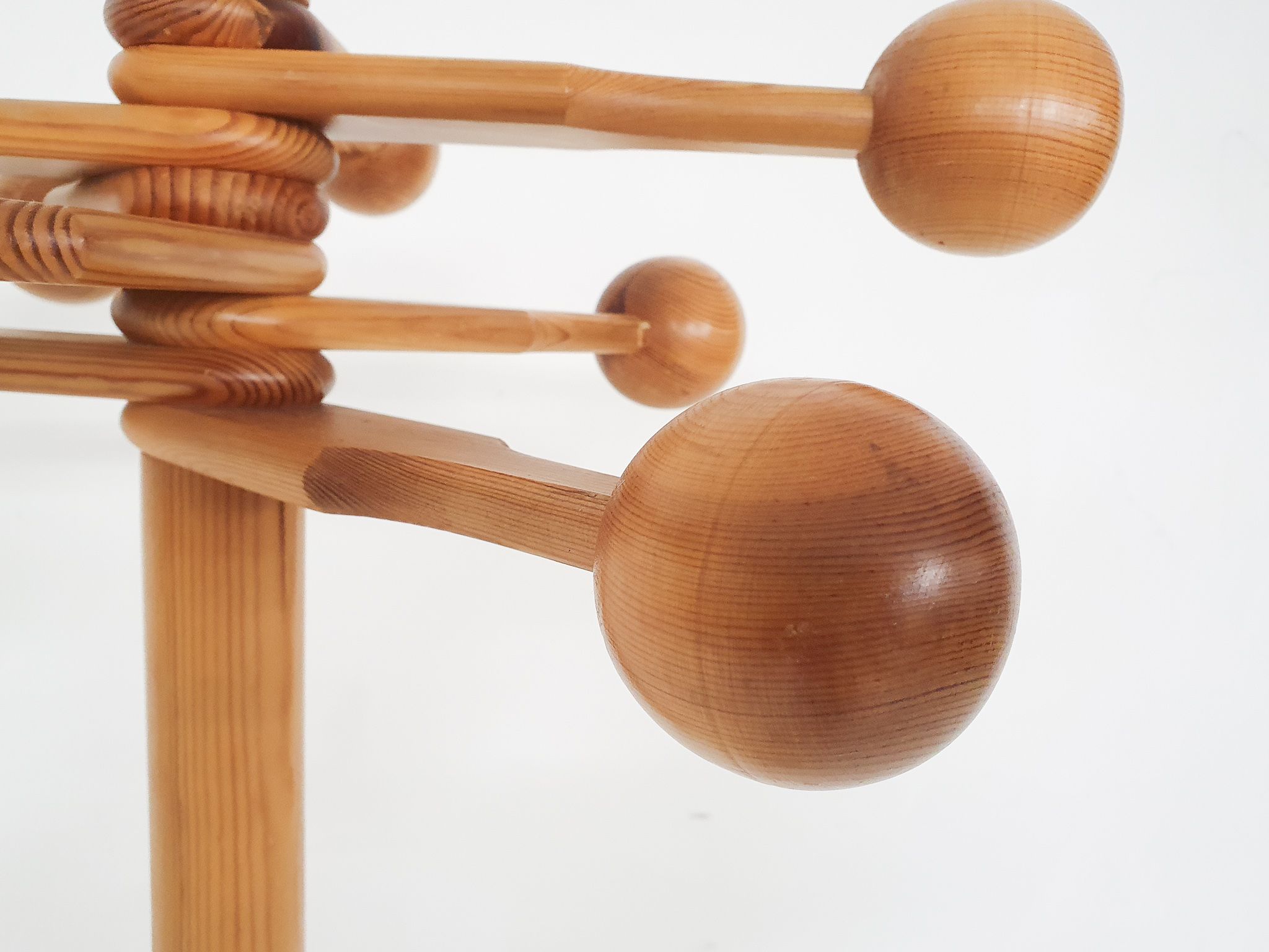 Scandinavian modern pinewood coat rack, Sweden 1960's