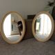 Miroir ovale vintage en bois patiné