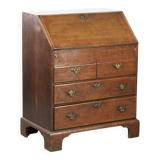 Antique English oak secretary from the 18th century with a stepped interior