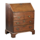 Antique English oak secretary from the 18th century with a stepped interior