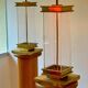 Pair of Monumental Floor Lamps in Plexiglass and Bronze, Italy, 1970s