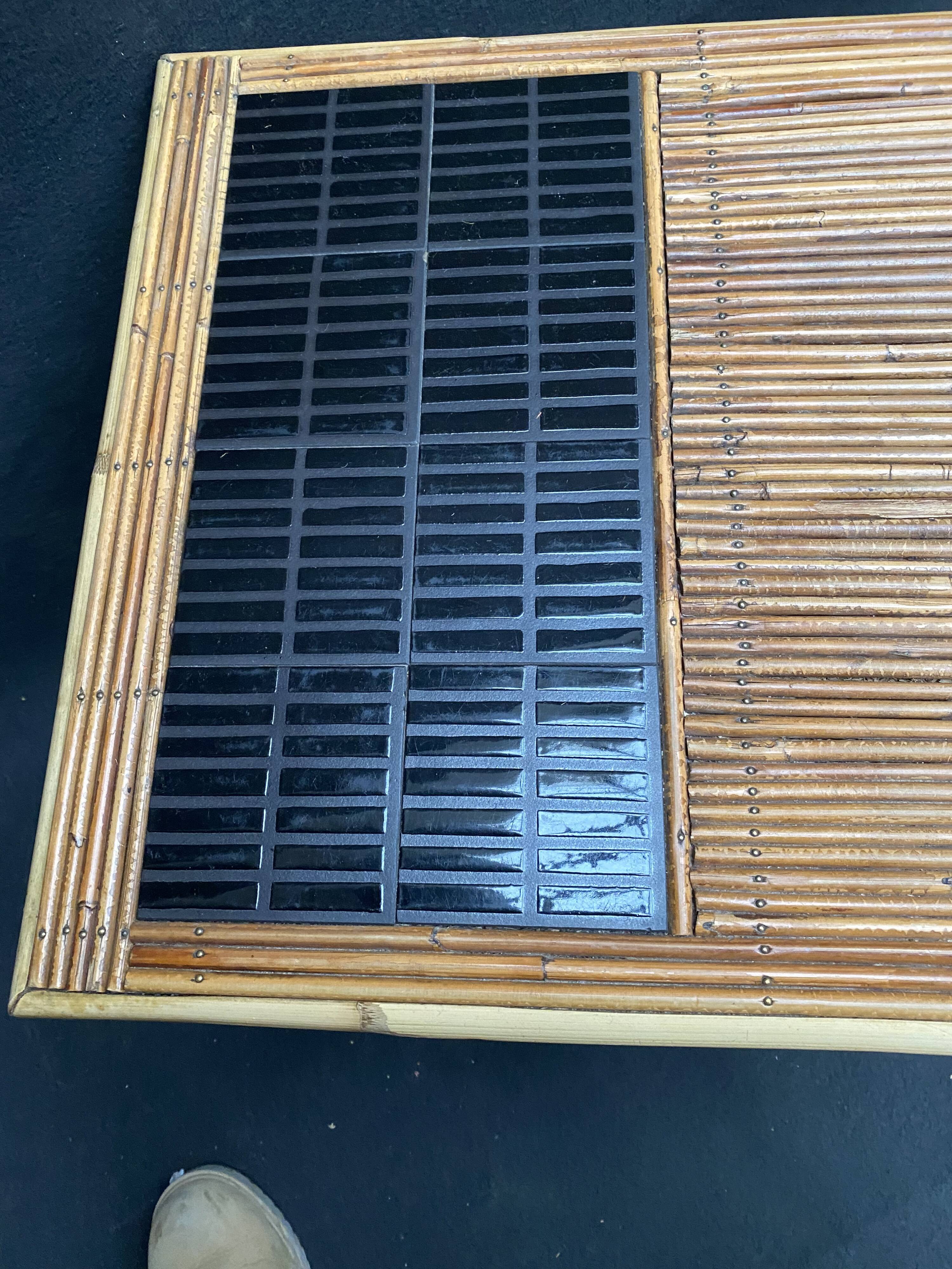 Rattan and ceramic coffee table