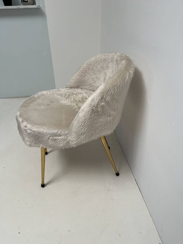 Fauteuil chaise  vintage 1960 moumoute