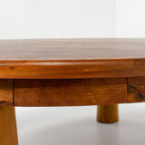 Round parquet coffee table with conical legs, spain