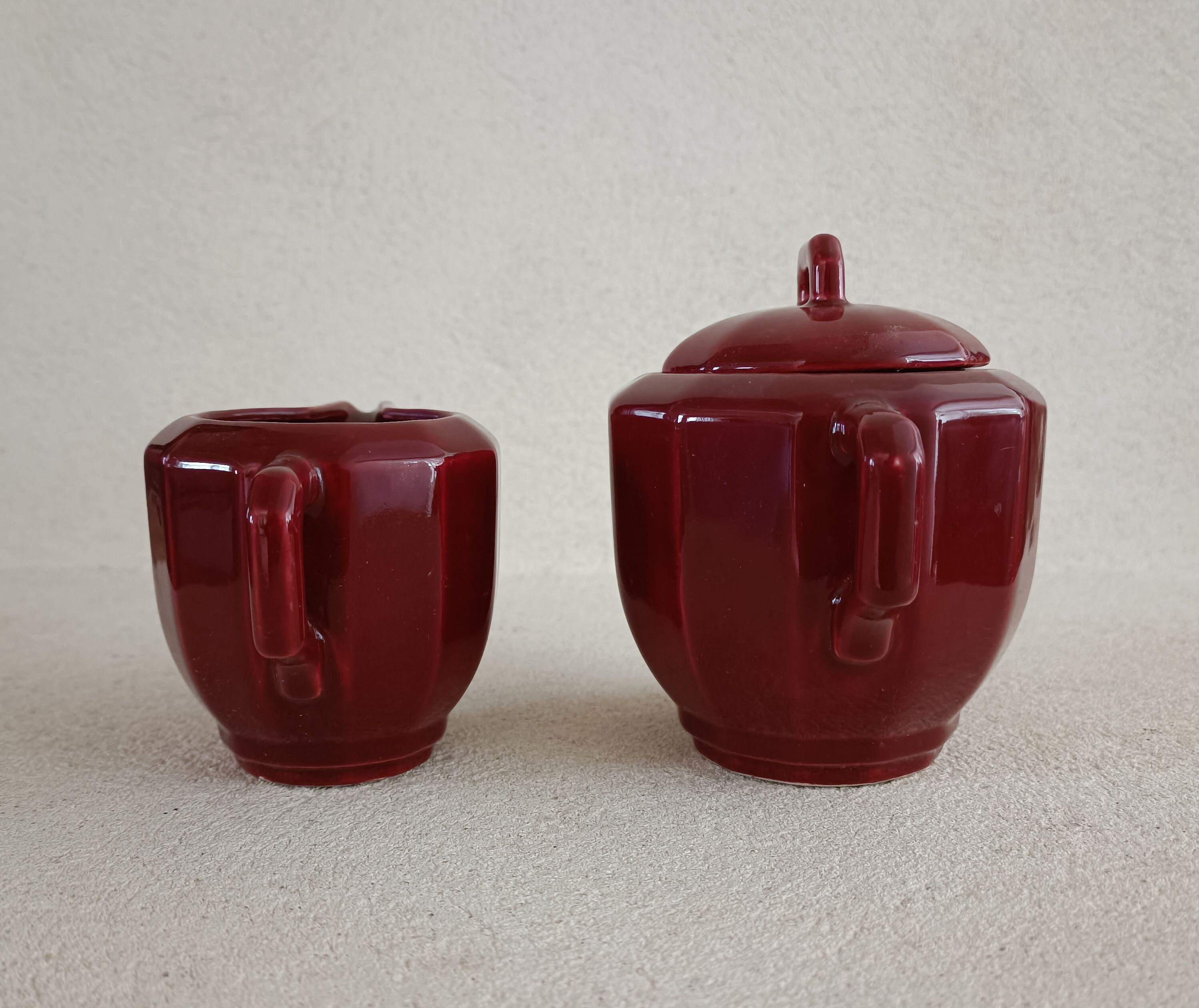 Iron clay sugar bowl and milk jug Lunéville