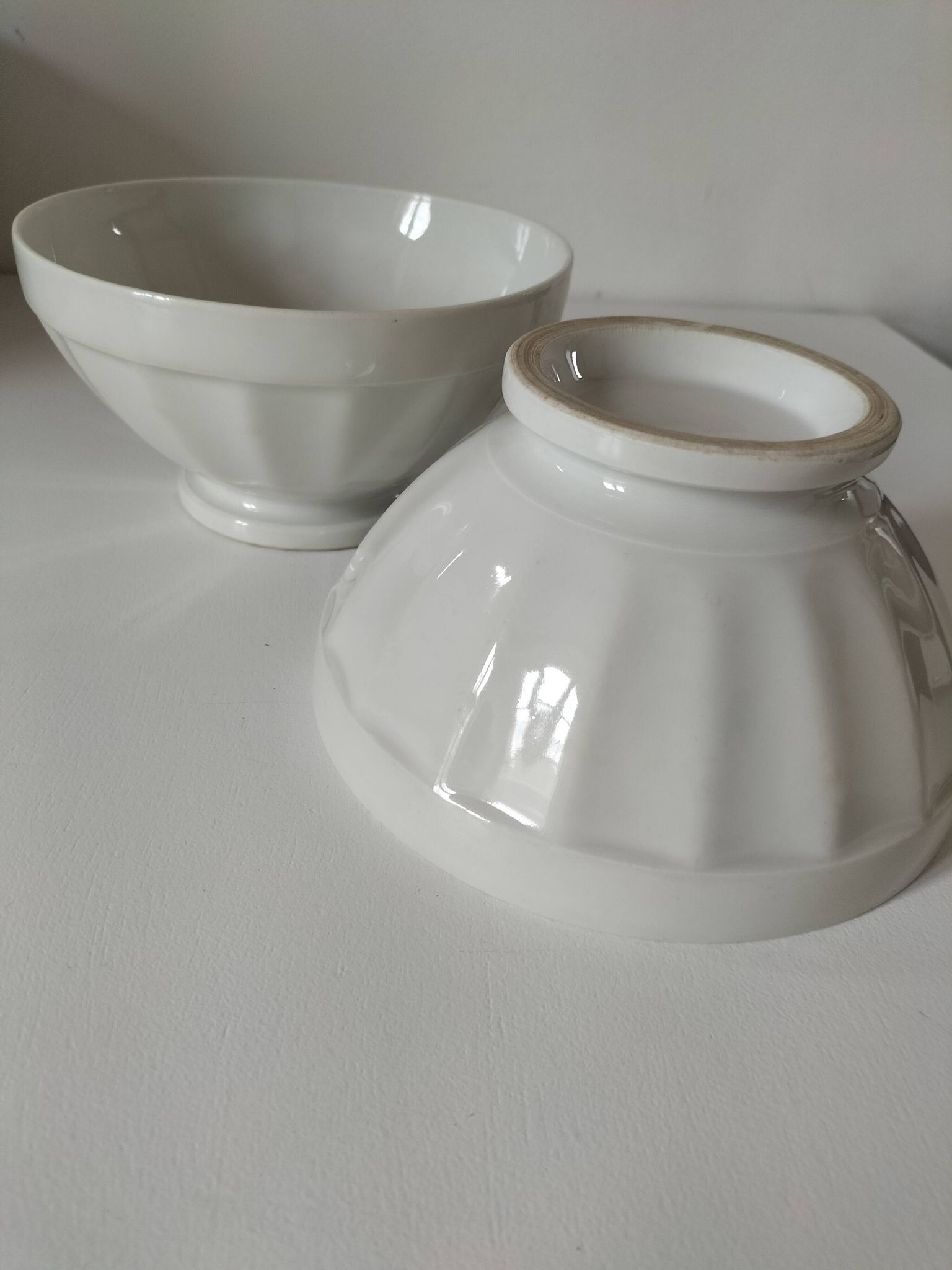 vintage faceted farmhouse duo of bowls